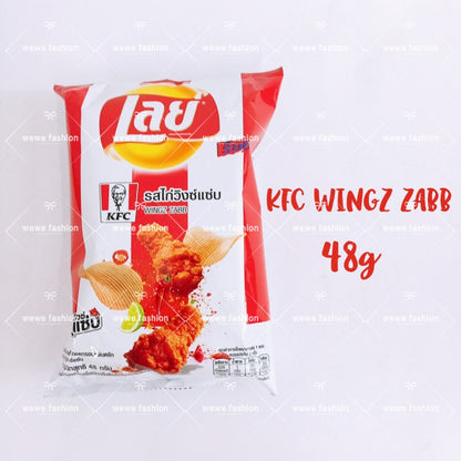 READY STOCK!!!Lay's Snack KFC Wingz Zabb🍗 Cheese Pizza /Salted Egg/Hot Chili Squid [46g/48g/50g] Original THAILAND