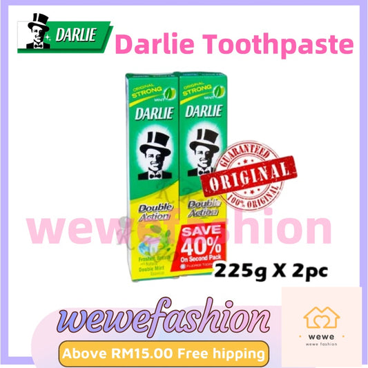 Darlie Toothpaste Value Pack 2in1 ( 225g X 2pcs ) 100% Original Genuine Darlie Product Ubat Gigi Darlie 黑人牙膏
