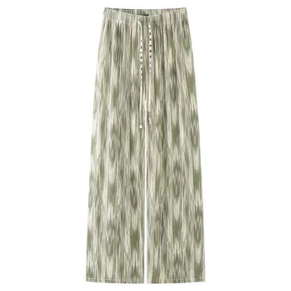 (READYSTOCK) Tie Dyed wide leg pants for women in Summer Thin Straight Leg Hanging   Ice Silk  Loose Pants-A4654 长裤