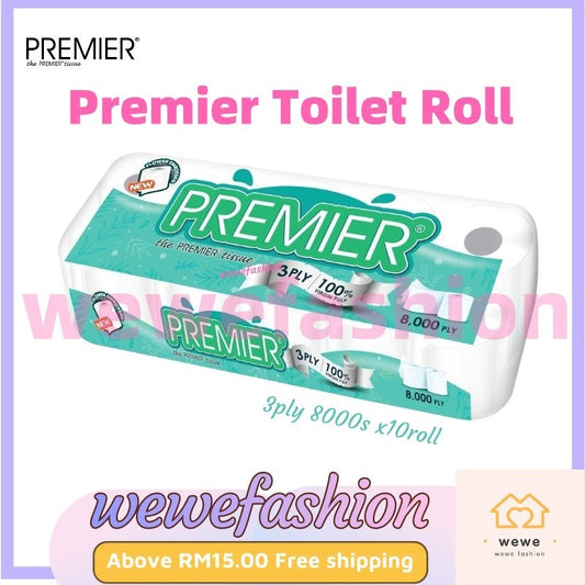 (FREE SHIPPING NO SBH/SRW) Premier Toilet Roll 3ply 8000s x10r