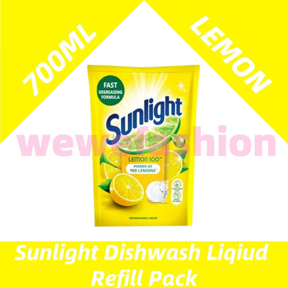 (FREE SHIPPING NO SBH/SRW)  Sunlight Dishwash Liqiud Refill Pack 700ml(Lime / Lemon / Nature)