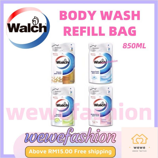 (FREE SHIPPING NO SBH/SRW) Walch Anti-Bacterial Body Wash Refill (850ml) Classic/Refresh/Moisturizing/Aqua Fresh