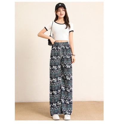 Thailand Batik Elephant Long Pant FreeSize Unisex Women Thailand Batik Gajah Seluar Panjang Kain Sejuk A654695 男女装泰国大象长裤