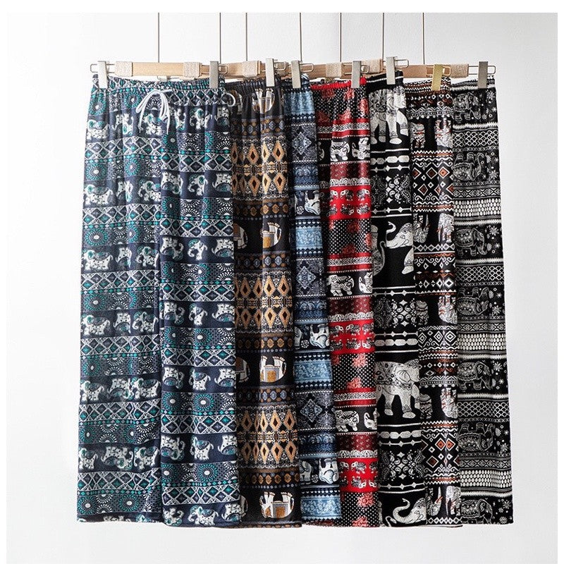 Thailand Batik Elephant Long Pant FreeSize Unisex Women Thailand Batik Gajah Seluar Panjang Kain Sejuk A654695 男女装泰国大象长裤
