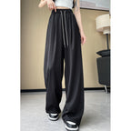 (READYSTOCK) New High Waist Wide Leg Pants Women's Summer Casual Elastic Waist Ice Silk Trousers A16546 女士夏季休闲冰丝长裤