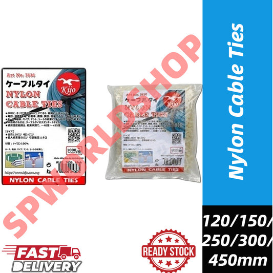 120/150/250/450/300mm KIJO Nylon Cable Ties Pengikat Wayar Kabel Tie Locking Zip 7636/1651/7637/1907/1908