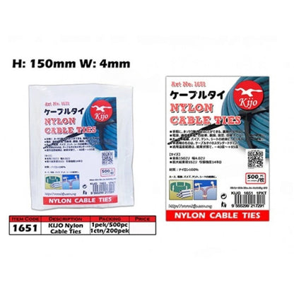 120/150/250/450/300mm KIJO Nylon Cable Ties Pengikat Wayar Kabel Tie Locking Zip 7636/1651/7637/1907/1908