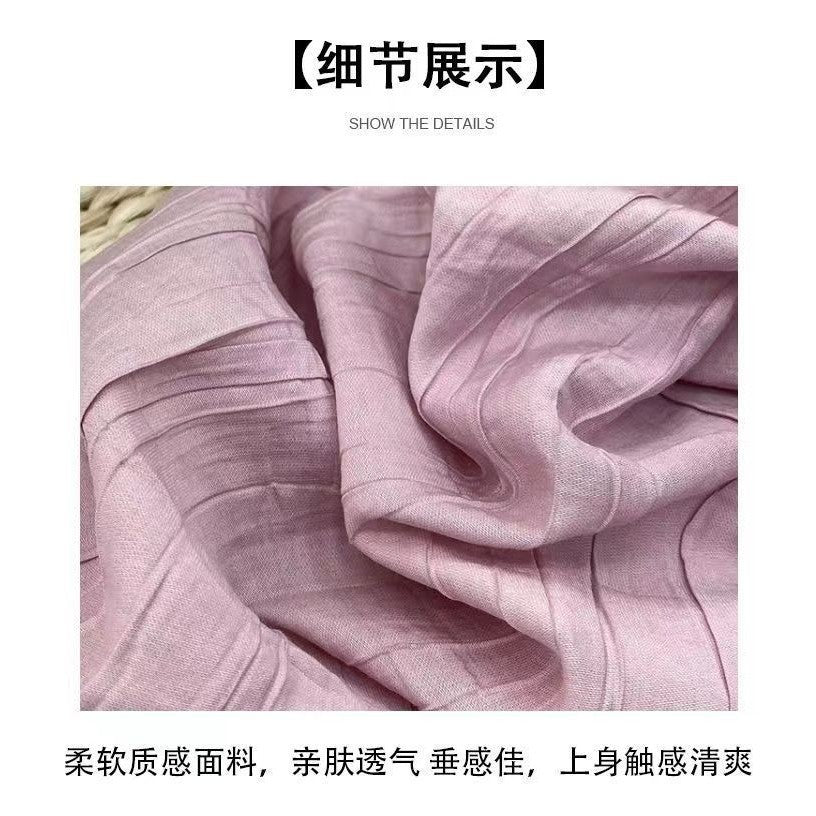 (READYSTOCK) New High Waist Wide Leg Pants Women's Summer Casual Elastic Waist Ice Silk Trousers A16546 女士夏季休闲冰丝长裤
