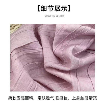 (READYSTOCK) New High Waist Wide Leg Pants Women's Summer Casual Elastic Waist Ice Silk Trousers A16546 女士夏季休闲冰丝长裤