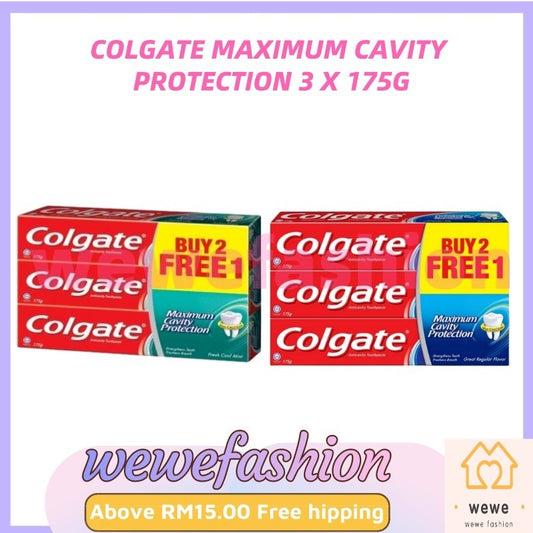 (FREE SHIPPING NO SBH/SRW)  Colgate Maximum Cavity Protection Fresh Cool Mint Toothpaste Valuepack 3 x 175g