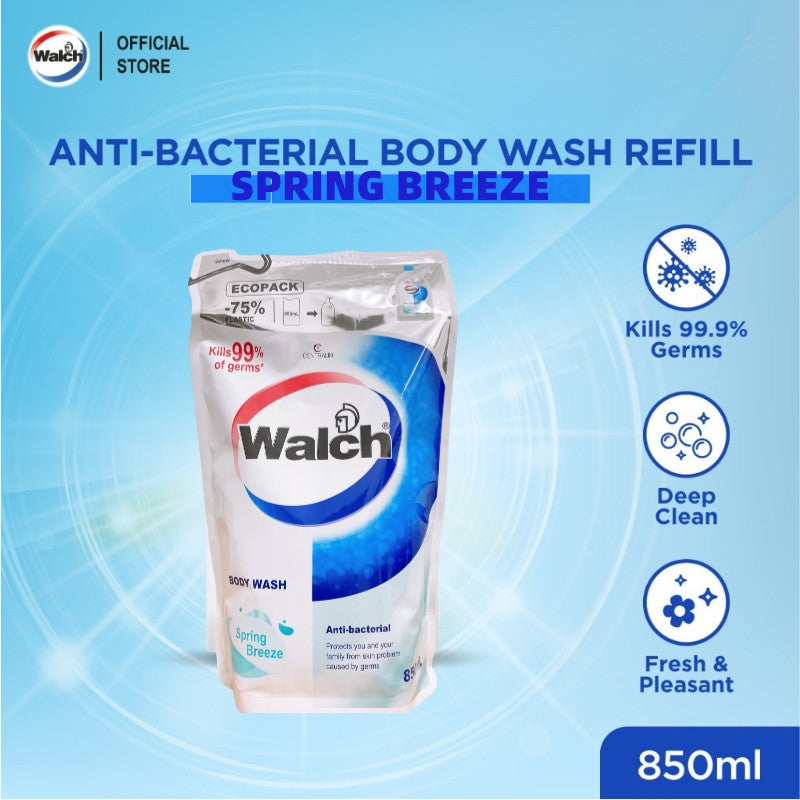 (FREE SHIPPING NO SBH/SRW) Walch Anti-Bacterial Body Wash Refill (850ml) Classic/Refresh/Moisturizing/Aqua Fresh