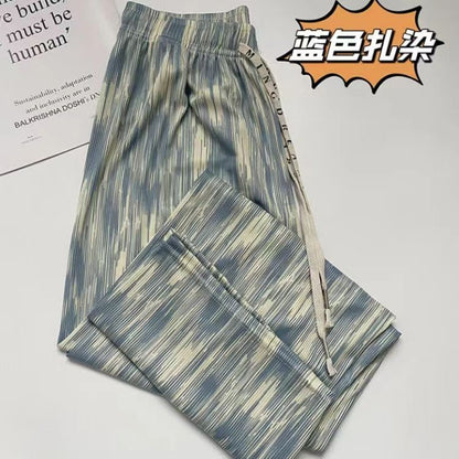 (READYSTOCK) Tie Dyed wide leg pants for women in Summer Thin Straight Leg Hanging   Ice Silk  Loose Pants-A4654 长裤