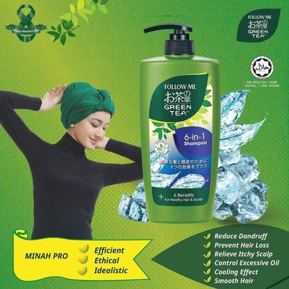 (FREE SHIPPING NO SBH/SRW) Follow Me Green Tea Shampoo 650ml / Green Tea Hijab Shampoo 650ml