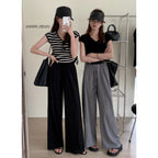 (READYSTOCK) New High Waist Wide Leg Pants Women's Summer Casual Elastic Waist Ice Silk Trousers A16546 女士夏季休闲冰丝长裤