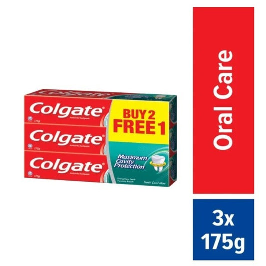 (FREE SHIPPING NO SBH/SRW)  Colgate Maximum Cavity Protection Fresh Cool Mint Toothpaste Valuepack 3 x 175g