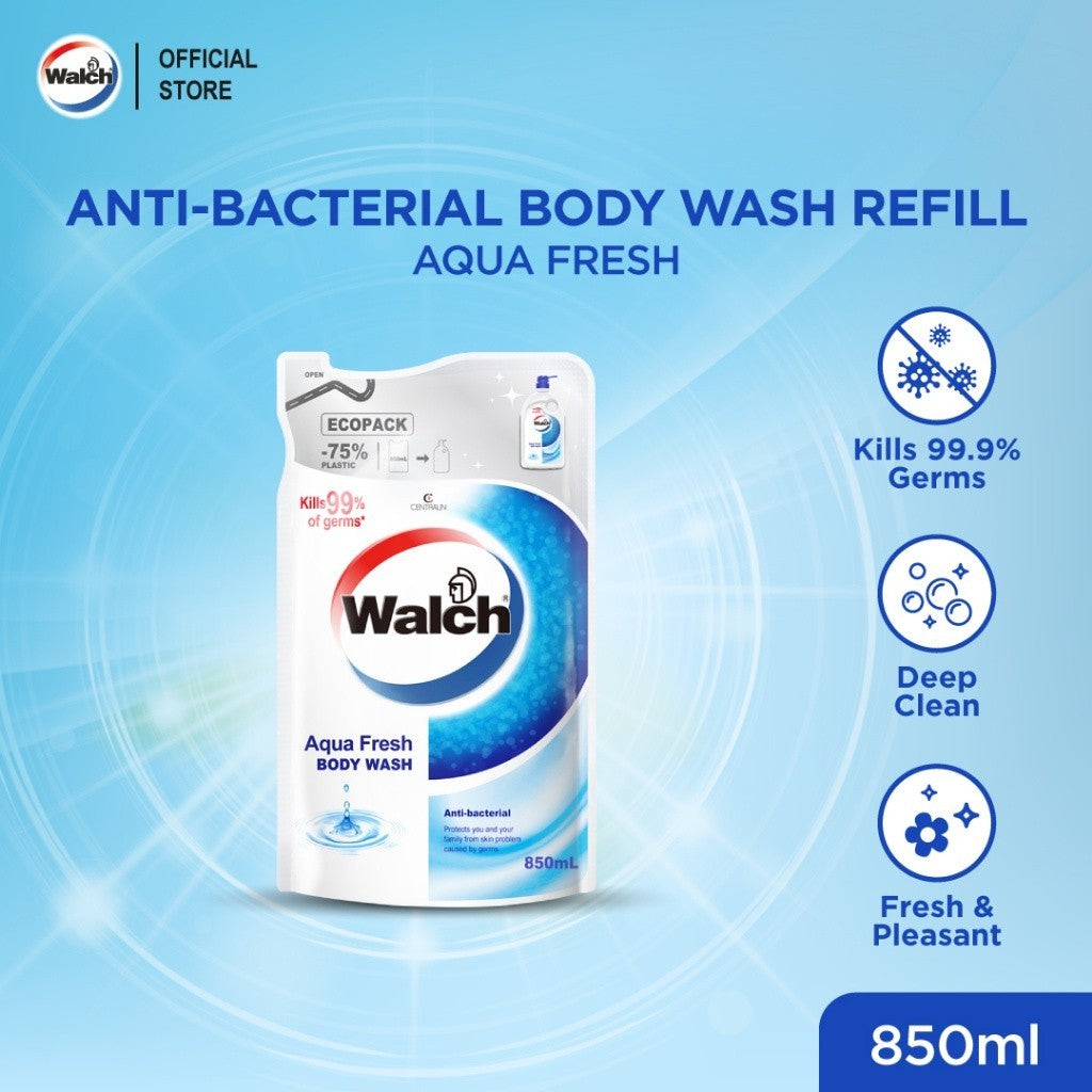(FREE SHIPPING NO SBH/SRW) Walch Anti-Bacterial Body Wash Refill (850ml) Classic/Refresh/Moisturizing/Aqua Fresh