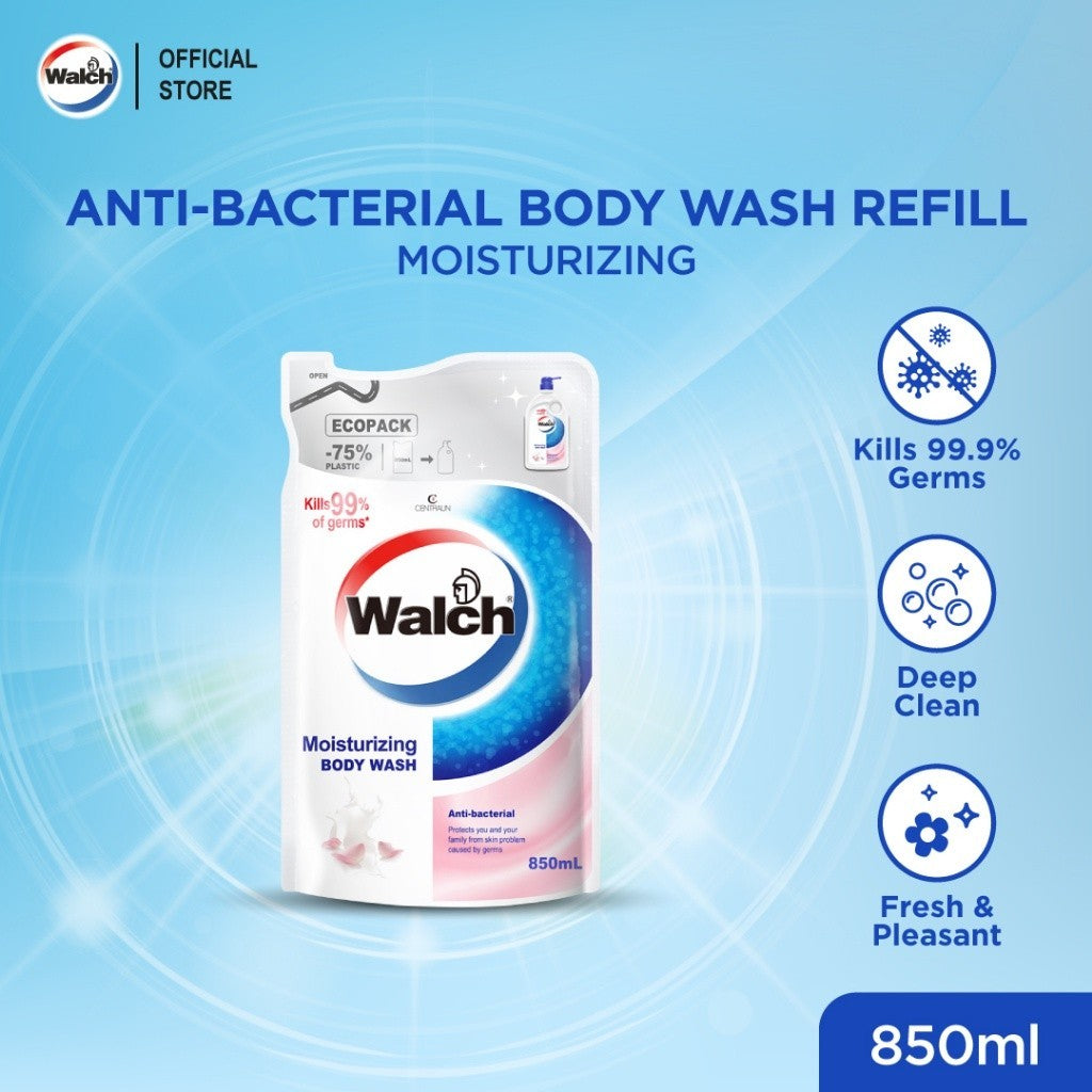 (FREE SHIPPING NO SBH/SRW) Walch Anti-Bacterial Body Wash Refill (850ml) Classic/Refresh/Moisturizing/Aqua Fresh