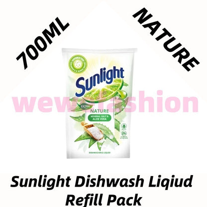 (FREE SHIPPING NO SBH/SRW)  Sunlight Dishwash Liqiud Refill Pack 700ml(Lime / Lemon / Nature)
