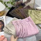 (READYSTOCK) New High Waist Wide Leg Pants Women's Summer Casual Elastic Waist Ice Silk Trousers A16546 女士夏季休闲冰丝长裤