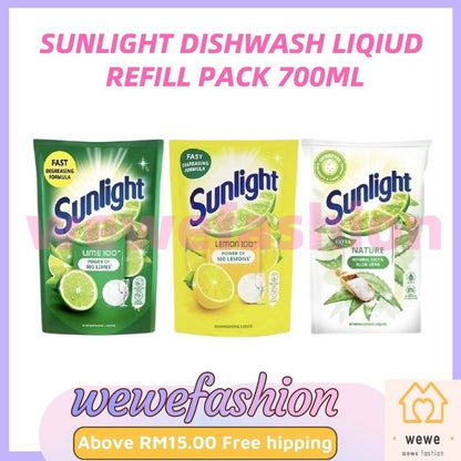 (FREE SHIPPING NO SBH/SRW)  Sunlight Dishwash Liqiud Refill Pack 700ml(Lime / Lemon / Nature)