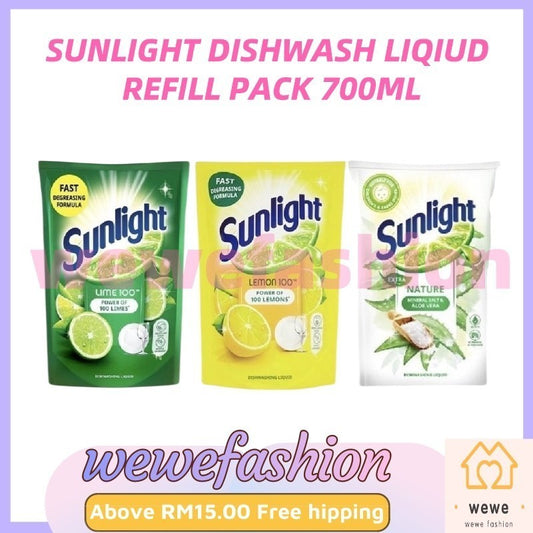 (FREE SHIPPING NO SBH/SRW)  Sunlight Dishwash Liqiud Refill Pack 700ml(Lime / Lemon / Nature)