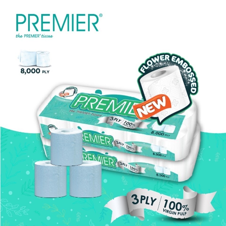 (FREE SHIPPING NO SBH/SRW) Premier Toilet Roll 3ply 8000s x10r
