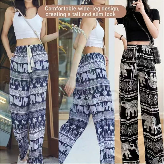 Thailand Batik Elephant Long Pant FreeSize Unisex Women Thailand Batik Gajah Seluar Panjang Kain Sejuk A654695 男女装泰国大象长裤