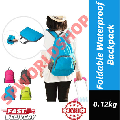 (READYSTOCK) Lightweight Foldable Waterproof Backpack Nylon Sport Travel Bag 轻便折叠防水双肩包