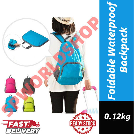 (READYSTOCK) Lightweight Foldable Waterproof Backpack Nylon Sport Travel Bag 轻便折叠防水双肩包