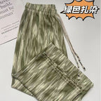 (READYSTOCK) Tie Dyed wide leg pants for women in Summer Thin Straight Leg Hanging   Ice Silk  Loose Pants-A4654 长裤