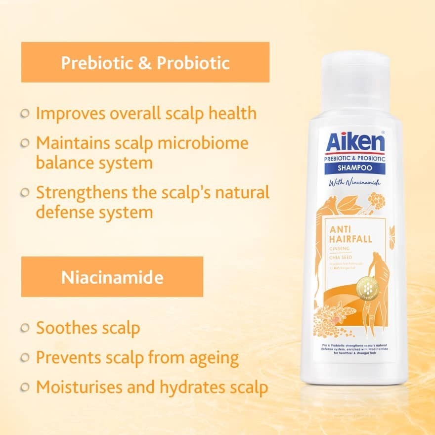 (FREE SHIPPING NO SBH/SRW) Aiken Shampoo Prebiotic & Probiotic -350g