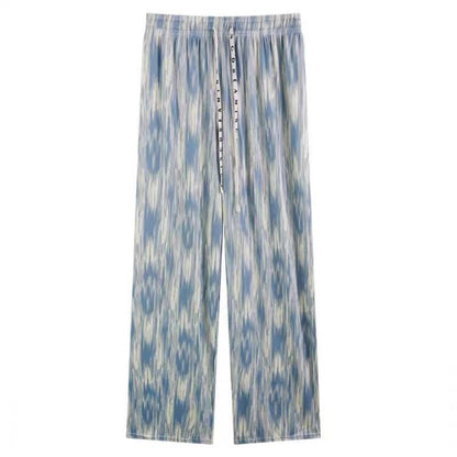 (READYSTOCK) Tie Dyed wide leg pants for women in Summer Thin Straight Leg Hanging   Ice Silk  Loose Pants-A4654 长裤