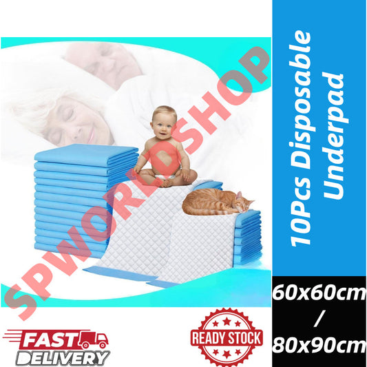 [READY STOCK] 10Pcs Disposable Baby Changing Pads | Super Absorbent Breathable Underpads for Infant Bed  一次性婴儿护理垫