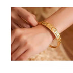 (READYSTOCK) Gelang Emas Gold Plated Bangle Wanita | Openable Caved Gold Bangles | Perhiasan Aksesori Fashion HR0042