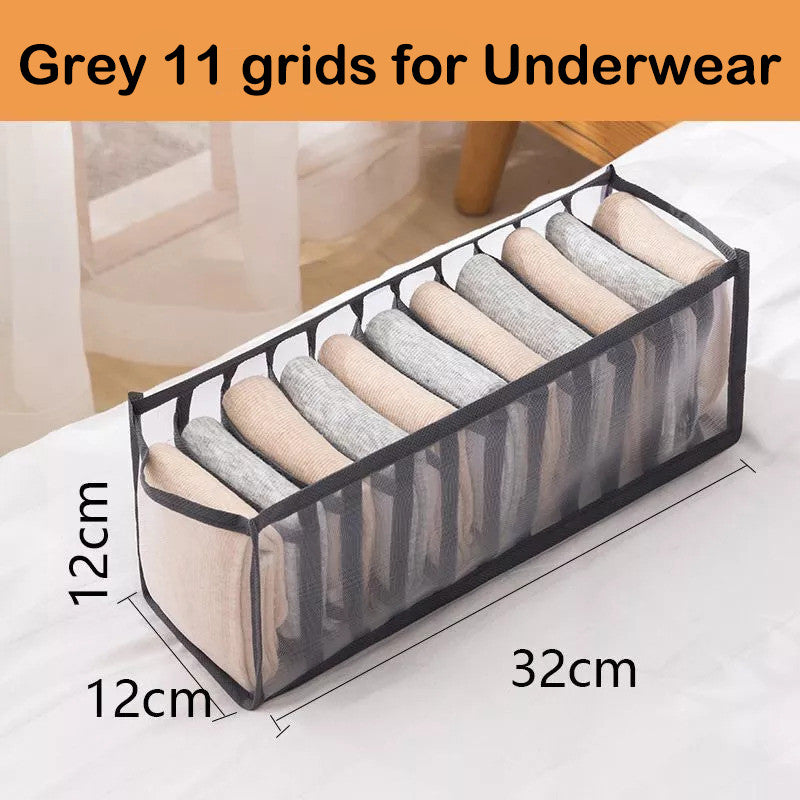 READY STOCK!!! 6/7/11 Grids Underwear Tudung Clothes Organiser Box Stackable Wardrobe Drawer Socks Storage Box 内衣裤收纳盒