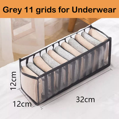 READY STOCK!!! 6/7/11 Grids Underwear Tudung Clothes Organiser Box Stackable Wardrobe Drawer Socks Storage Box 内衣裤收纳盒