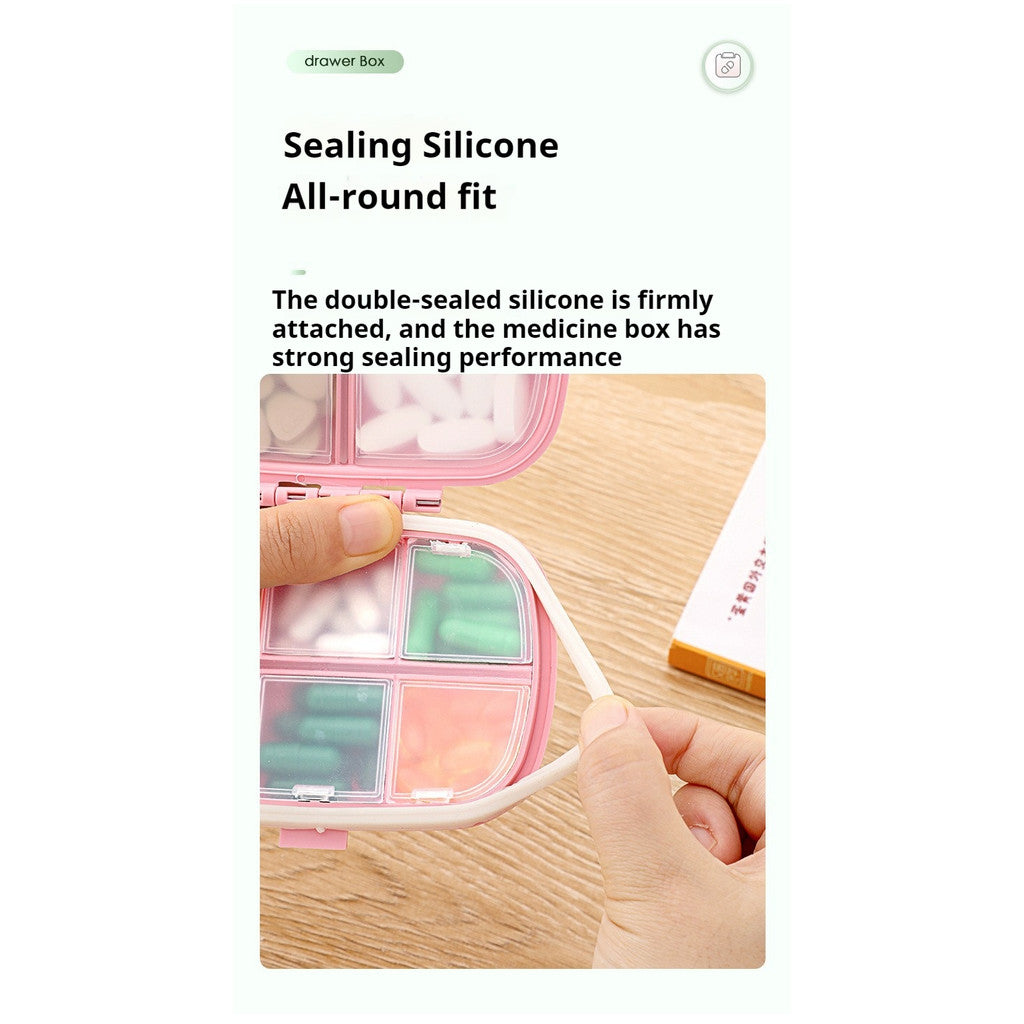 READY STOCK!!! 8-Slot for Travel Pill Box with Seal Ring Small Box for Tablets Wheat Straw Container for Medicines 塑料药盒
