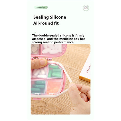 READY STOCK!!! 8-Slot for Travel Pill Box with Seal Ring Small Box for Tablets Wheat Straw Container for Medicines 塑料药盒