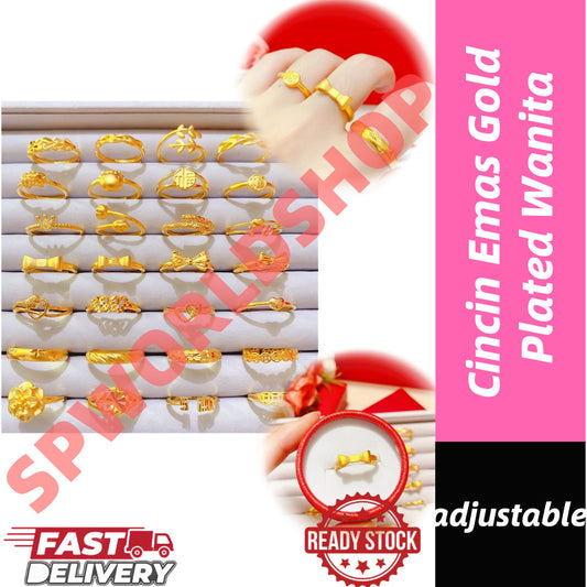 (READYSTOCK) Cincin Emas Gold Plated Wanita | 2025 New Style Adjustable Opening Ring | Fashion Jewelry Perhiasan GR0040