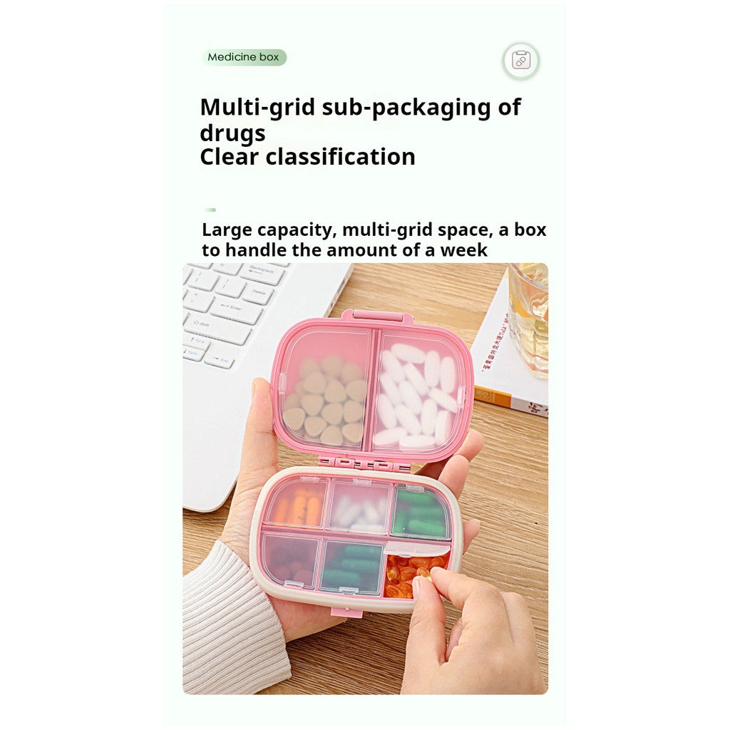 READY STOCK!!! 8-Slot for Travel Pill Box with Seal Ring Small Box for Tablets Wheat Straw Container for Medicines 塑料药盒