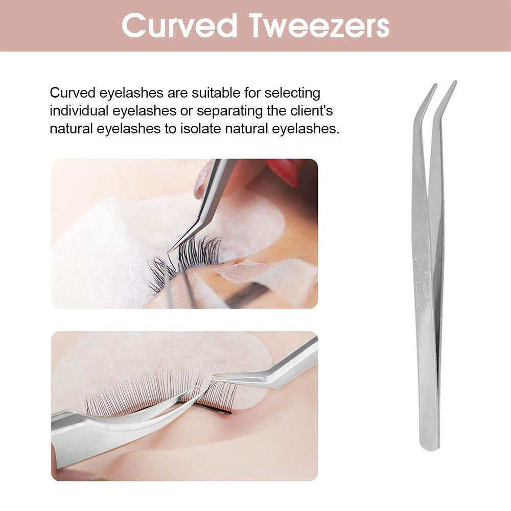 READY STOCK!!! 10cm Stainless Steel Tweezers Precision Beauty Special Tweezers Elbow for Repair Eyelash Grafting 不锈钢镊子
