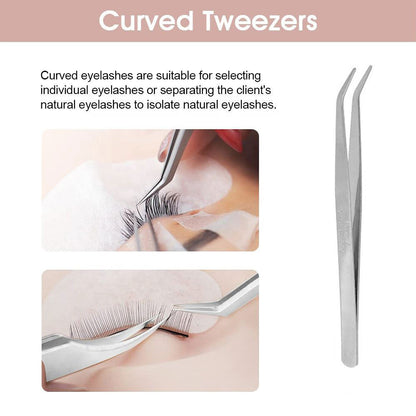 READY STOCK!!! 10cm Stainless Steel Tweezers Precision Beauty Special Tweezers Elbow for Repair Eyelash Grafting 不锈钢镊子