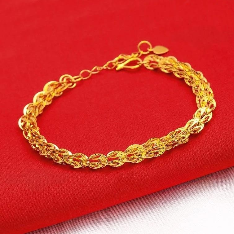 (READYSTOCK) Rantai Tangan Emas Gold Plated Chain Bracelet | Gelang Emas  | Gold Jewellery Aksesori Perhiasan HL0041