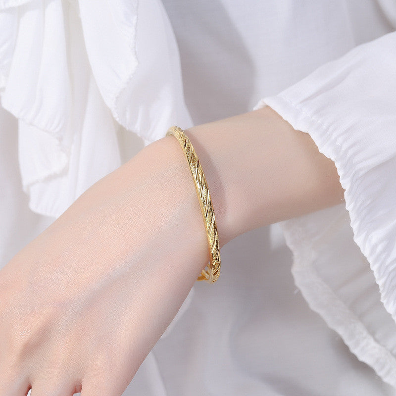 (READYSTOCK) Gelang Emas Gold Plated Bangle Wanita | Openable Caved Gold Bangles | Perhiasan Aksesori Fashion HR0042