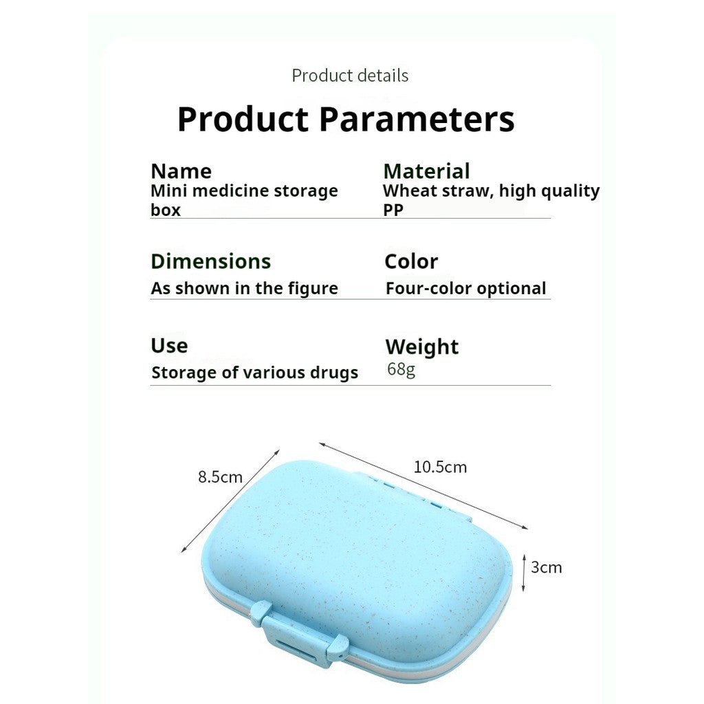 READY STOCK!!! 8-Slot for Travel Pill Box with Seal Ring Small Box for Tablets Wheat Straw Container for Medicines 塑料药盒