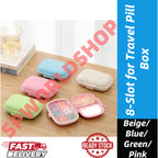 READY STOCK!!! 8-Slot for Travel Pill Box with Seal Ring Small Box for Tablets Wheat Straw Container for Medicines 塑料药盒