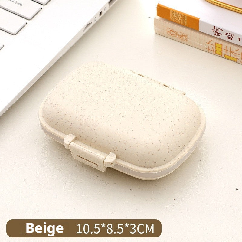 READY STOCK!!! 8-Slot for Travel Pill Box with Seal Ring Small Box for Tablets Wheat Straw Container for Medicines 塑料药盒