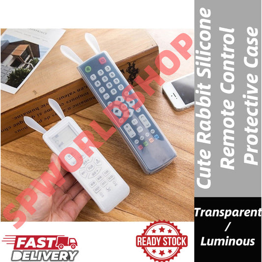 READY STOCK!!! Cartoon Rabbit Ear Silicone Transparent/Luminous Remote Control Cover Waterproof Dust proof Case 兔子遥控器防尘罩