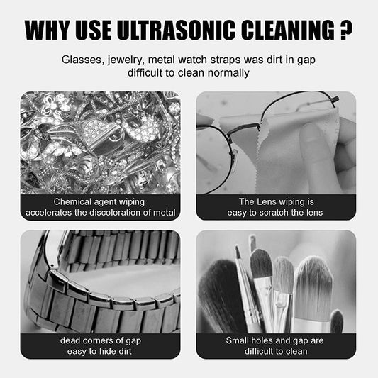 READY STOCK!!! Portable Ultrasonic Cleaner for Cleaning Jewelry Watches Glasses Dentures Coins Razor 超声波清洗机