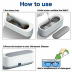 READY STOCK!!! Portable Ultrasonic Cleaner for Cleaning Jewelry Watches Glasses Dentures Coins Razor 超声波清洗机